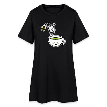 Thé Vert Matcha Thé Rouge Kawaii Tasse de thé dessin animé - Robe T-shirt Femme - noir - Devant
