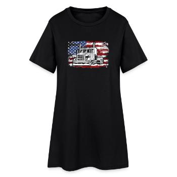 Camion USA Drapeau Chauffeur de camion - Robe T-shirt Femme - noir - Devant