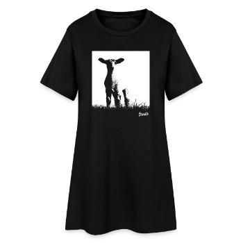 Collection Frise orientale : Agneaux de la digue - Robe T-shirt Femme - noir - Devant