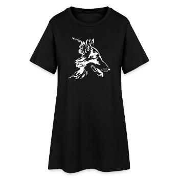 Tervuren Kopf "Black Edition" - Frauen T-Shirt-Kleid - Schwarz - Vorne