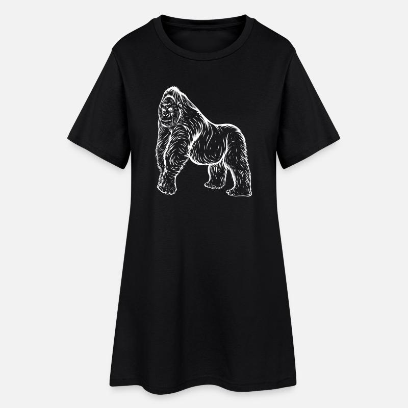 Gorilla - Frauen T-Shirt-Kleid - Schwarz