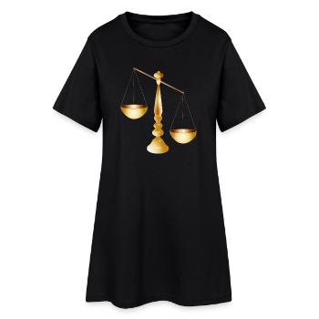 two scales on a beam with stand - Women’s T-Shirt Dress - black - Front