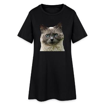 Chat Chat cat Cats Tête de chat - Robe T-shirt Femme - noir - Devant