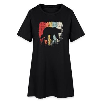 Silhouette d’ours sur coups de pinceau pastel - Robe T-shirt Femme - noir - Devant