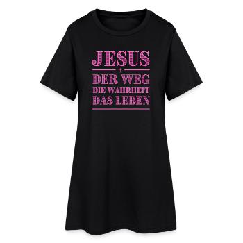 Jesus Weg Die Wahrheit Pink Typografie - Frauen T-Shirt-Kleid - Schwarz - Vorne