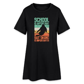 Ski Skieur Vintage - Robe T-shirt Femme - noir - Devant