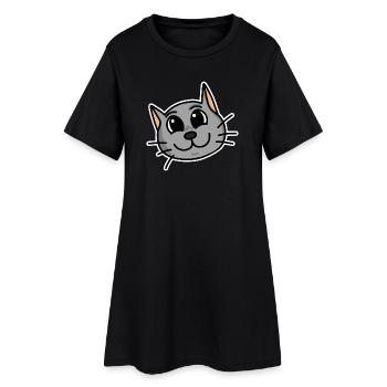 Cute cat head - Women’s T-Shirt Dress - black - Front