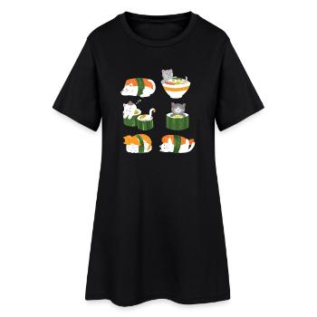 Sushi Chat Japon Anime Kawaii - Robe T-shirt Femme - noir - Devant