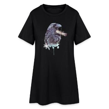 Briefrabe Hexenvogel Mystisches Design - Frauen T-Shirt-Kleid - Schwarz - Vorne