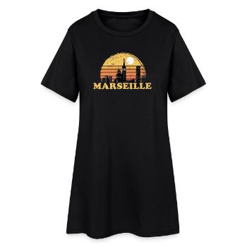 Marseille Couché de soleil Cadeau Vintage - Robe T-shirt Femme - noir - Devant