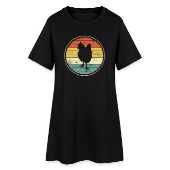 Poulet poules - Robe T-shirt Femme - noir - Devant
