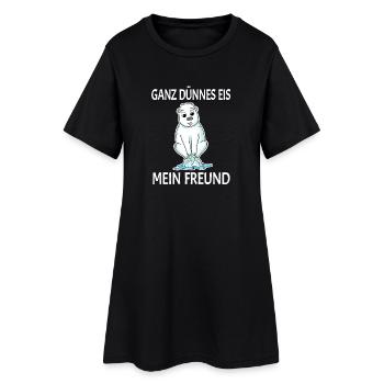 Eisbär dünnes Eis - lustiger Spruch - Frauen T-Shirt-Kleid - Schwarz - Vorne