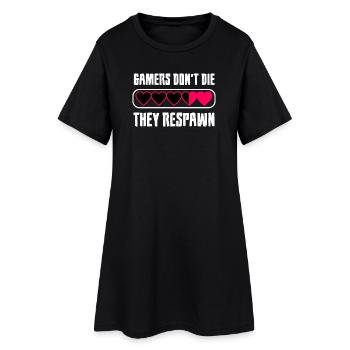 Gamers Don't Die They Respawn Saying - Women’s T-Shirt Dress - black - Front