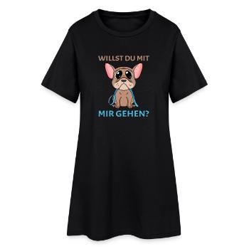 Willst du mit mir(Gassi) gehen? - Frauen T-Shirt-Kleid - Schwarz - Vorne