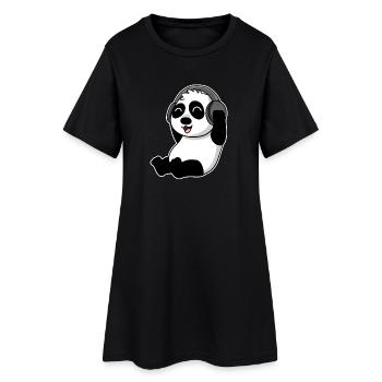 Bébé Panda animal écoute de la musique avec des écouteurs - Robe T-shirt Femme - noir - Devant
