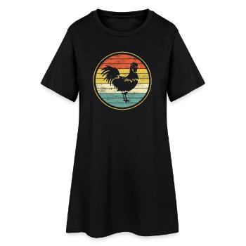 Poulet poulet coq - Robe T-shirt Femme - noir - Devant