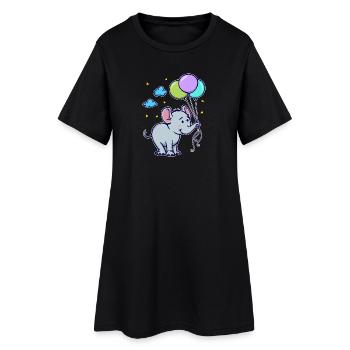 Drôle animal Cool Bébé Éléphant - Robe T-shirt Femme - noir - Devant