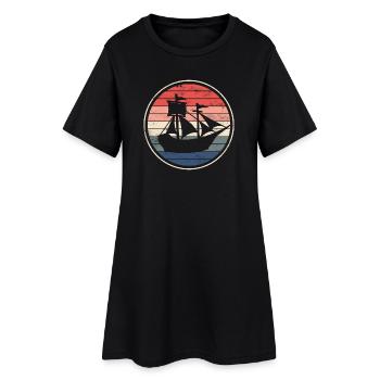 Boot Schiff Segelschiff - Frauen T-Shirt-Kleid - Schwarz - Vorne