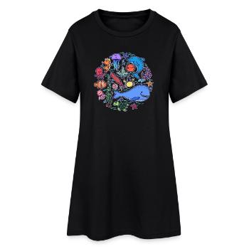 Poisson baleine bleue Animaux animaux Faune - Robe T-shirt Femme - noir - Devant