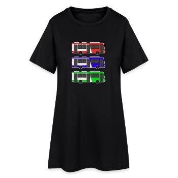 Bus - Frauen T-Shirt-Kleid - Schwarz - Vorne
