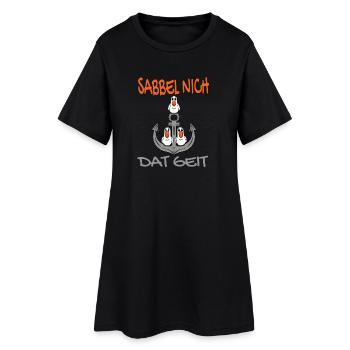 Anker mit Möwen Sabbel Nich Dat Geit - Frauen T-Shirt-Kleid - Schwarz - Vorne