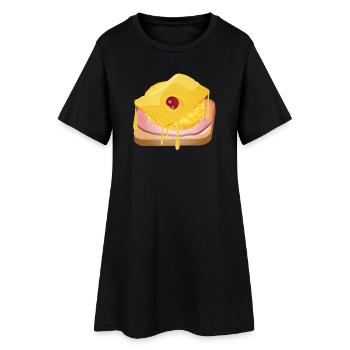 Ananas,fromage,jambon et pain grillé -Toast Hawaii - Robe T-shirt Femme - noir - Devant