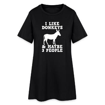 Esel Landwirt Introvertierter Eselliebhaber - Frauen T-Shirt-Kleid - Schwarz - Vorne