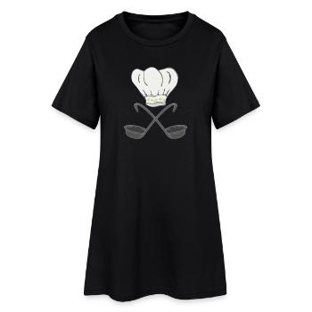 Toque de chef avec louches à soupe, cuisson - Robe T-shirt Femme - noir - Devant