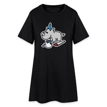 Drôle de rhinocéros anniversaire fête fête - Robe T-shirt Femme - noir - Devant