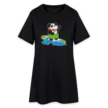 Stand Up Paddling Stand up Paddler Panda - Women’s T-Shirt Dress - black - Front
