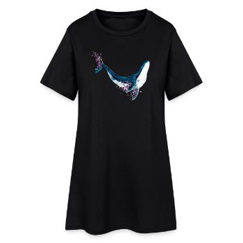 Chemise aquarelle florale Blue Whale - Robe T-shirt Femme - noir - Devant