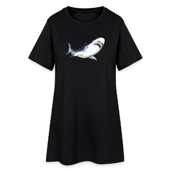 T-shirt Art du Grand Requin Blanc Aquarelle - Robe T-shirt Femme - noir - Devant