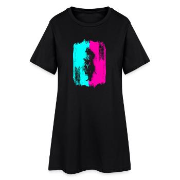 Samurai Krieger Japan Türkis Pink Kunst Manga - Frauen T-Shirt-Kleid - Schwarz - Vorne