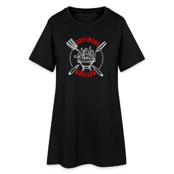 Auftragsgriller Grillen BBQ Grillmeister Geschenk - Frauen T-Shirt-Kleid - Schwarz - Vorne