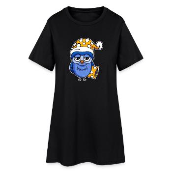 Le lève-tôt Hibou Dormir - Robe T-shirt Femme - noir - Devant