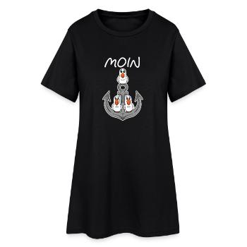 Anker Möwe Seemöwe Moin Nordsee Ostsee Urlaub - Frauen T-Shirt-Kleid - Schwarz - Vorne