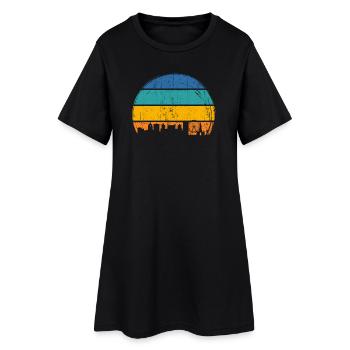 Silhouette urbaine du coucher de soleil - Robe T-shirt Femme - noir - Devant