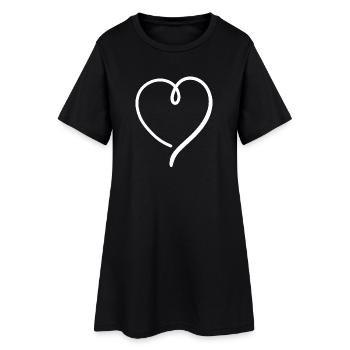 Cœur blanc - Robe T-shirt Femme - noir - Devant