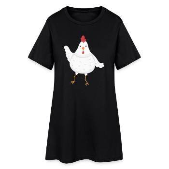 Poulet poules - Robe T-shirt Femme - noir - Devant