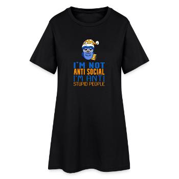 Hibou Paresseux - Robe T-shirt Femme - noir - Devant