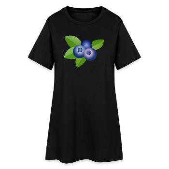 drei leuchtend blaue Heidelbeeren mit Blätter - Frauen T-Shirt-Kleid - Schwarz - Vorne