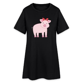 Porc porcin - Robe T-shirt Femme - noir - Devant