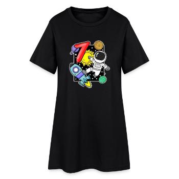 7ème anniversaire astronaute 7 ans cadeau garçon - Robe T-shirt Femme - noir - Devant
