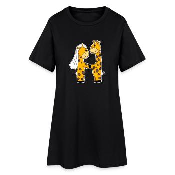 Married giraffes - Women’s T-Shirt Dress - black - Front