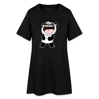 Doux panda riant - Robe T-shirt Femme - noir - Devant