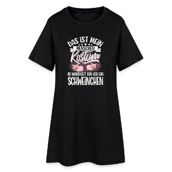 Schwein Kostüm - Frauen T-Shirt-Kleid - Schwarz - Vorne