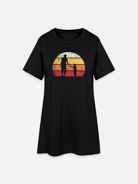 Sunset Silhouette: Vater und Kind - Frauen T-Shirt-Kleid - Schwarz