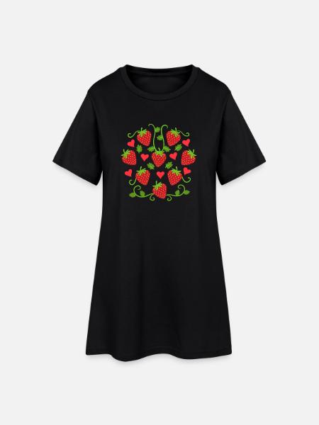 Erdbeeren Erdbeere Obst - Frauen T-Shirt-Kleid - Schwarz