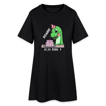 1. Geburtstag Dino Geburtstag Ich bin 1 - Frauen T-Shirt-Kleid - Schwarz - Vorne