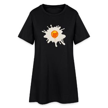 Orangener Farbklecks Tropfen Ei - Frauen T-Shirt-Kleid - Schwarz - Vorne